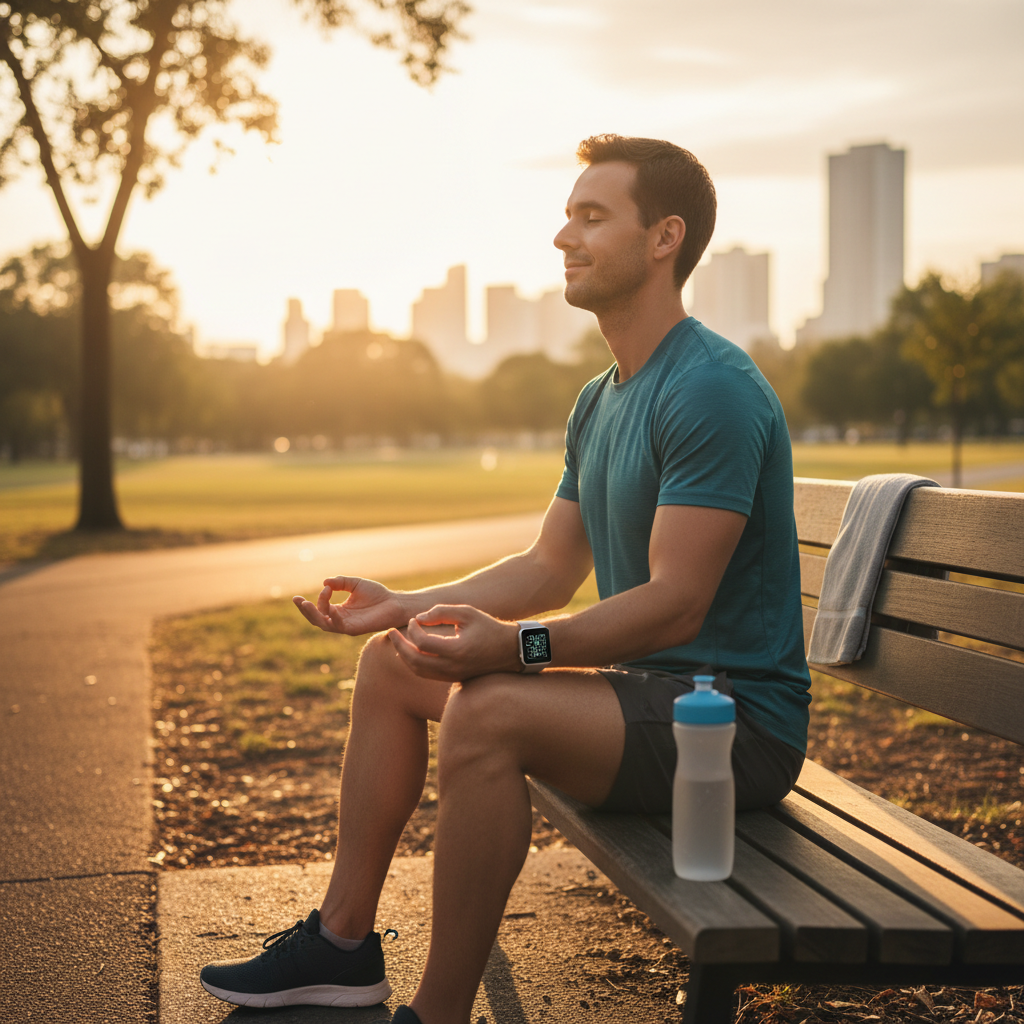 Post-workout meditation cooldown for recovery and calm