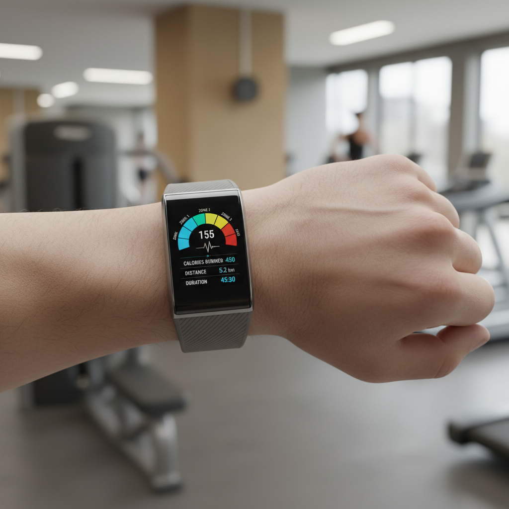 Heart rate zones on a fitness watch for cardio intensity control