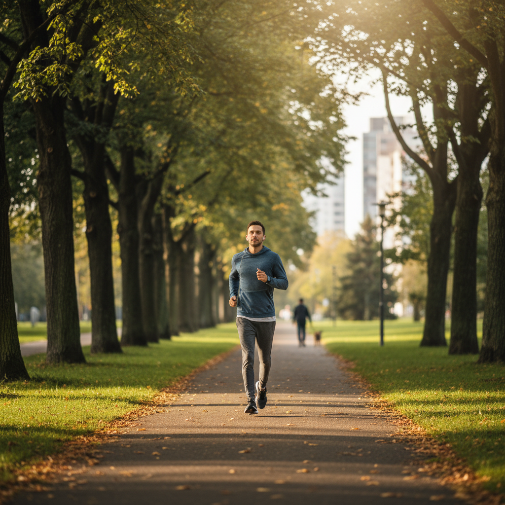 Person doing an outdoor run for stress relief and mental reset