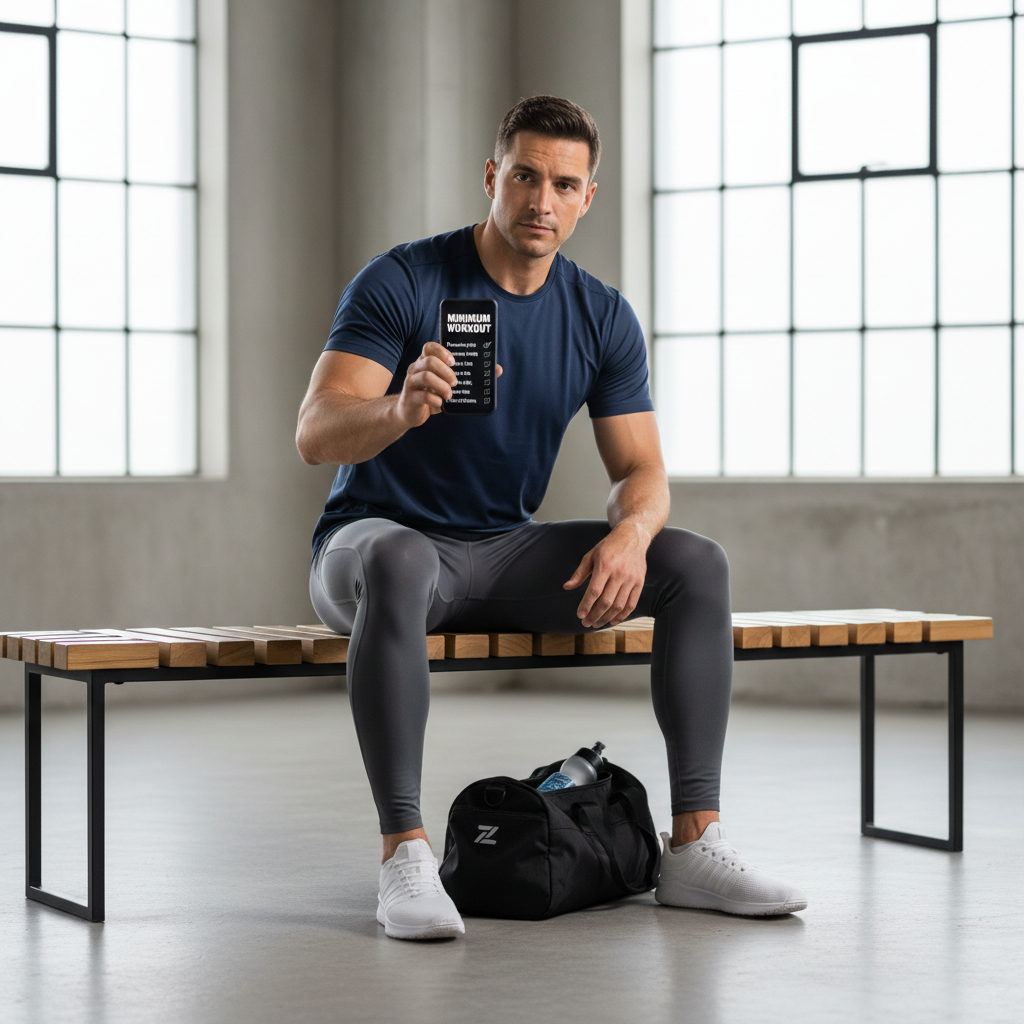 Person choosing a minimum vs ideal workout on a phone checklist