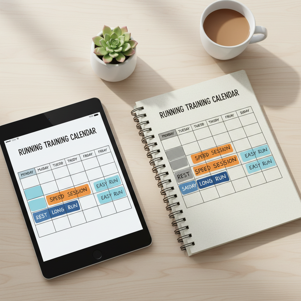 Weekly running plan overview showing easy days, quality sessions, and recovery for running injury prevention