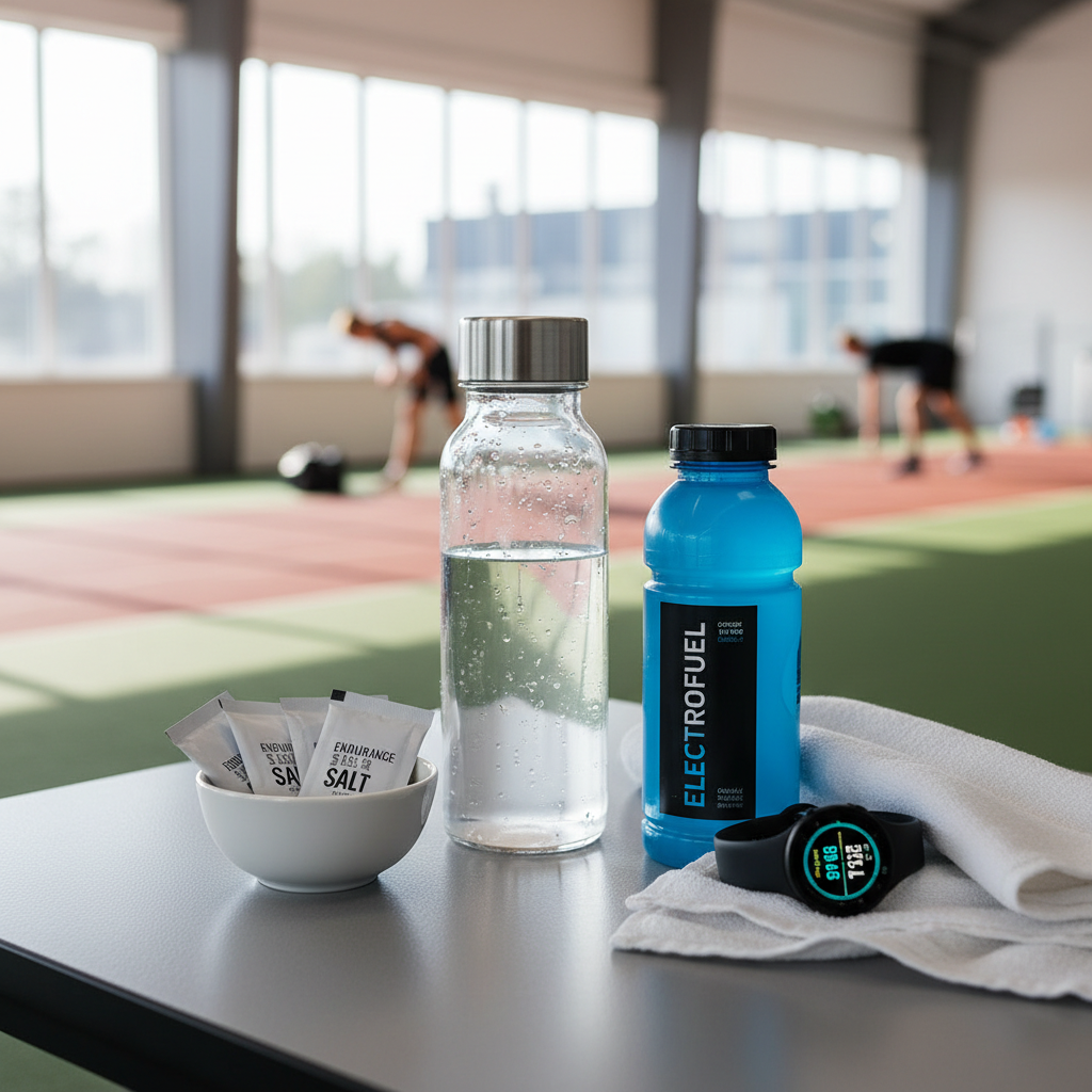 Hydration strategy with water and electrolyte drink for endurance training