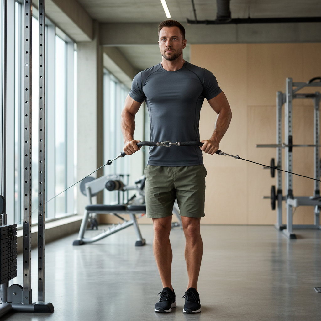 Man training in breathable men’s sportswear in a gym