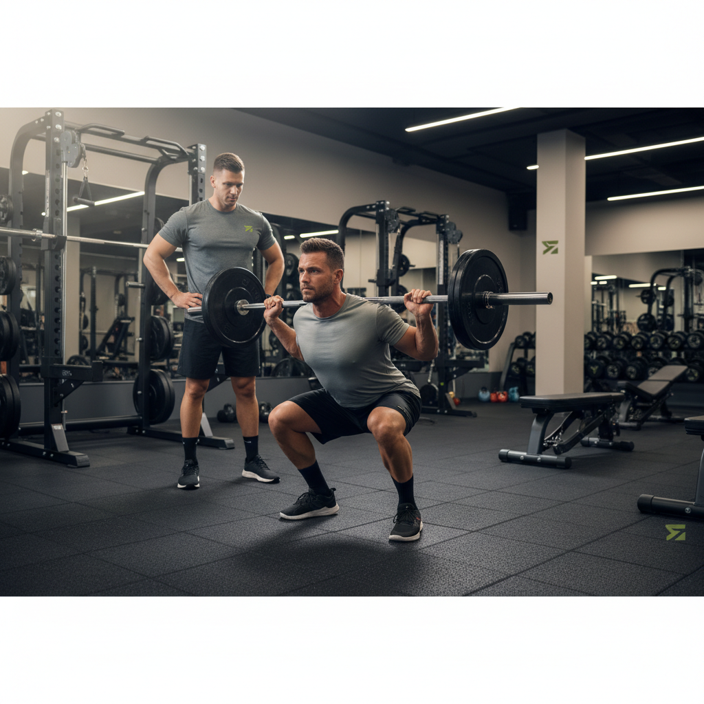 Strength training set with controlled form to demonstrate workout intensity control