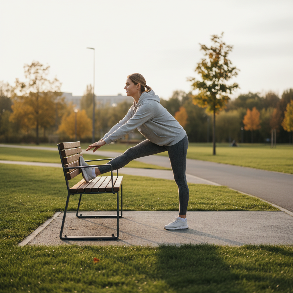 Beginner stretching calves after a light cardio session to reduce soreness