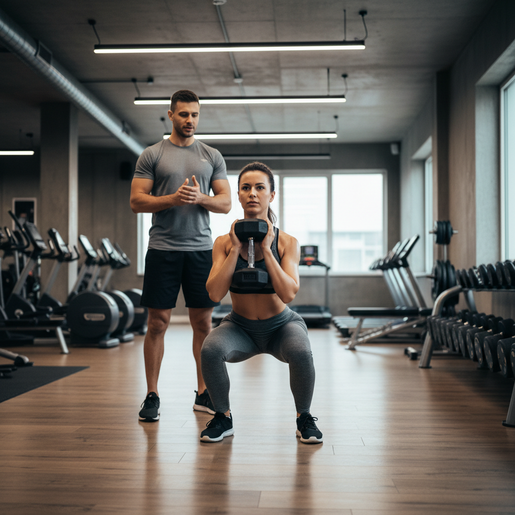 Strength training session with dumbbells for weight loss fitness routine