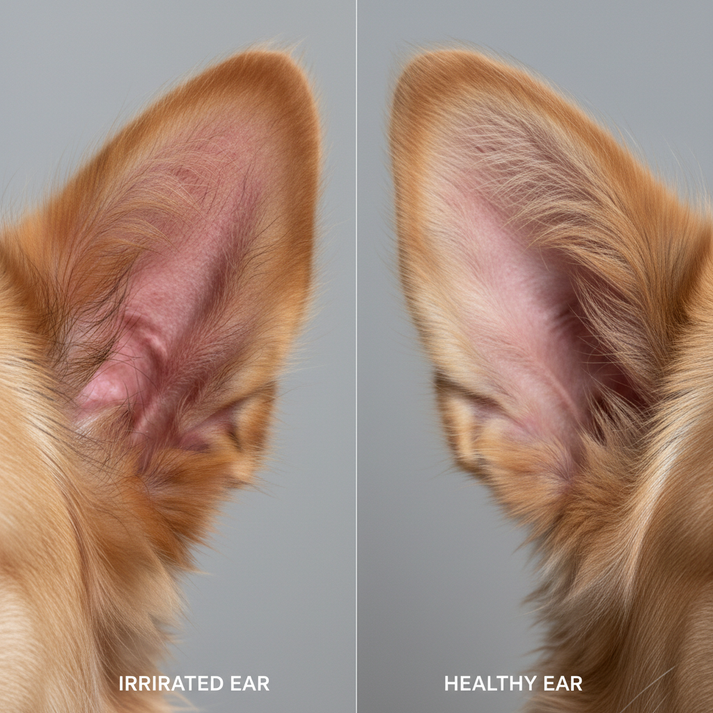 Signs of dog ear infection like redness and discharge illustrated clearly