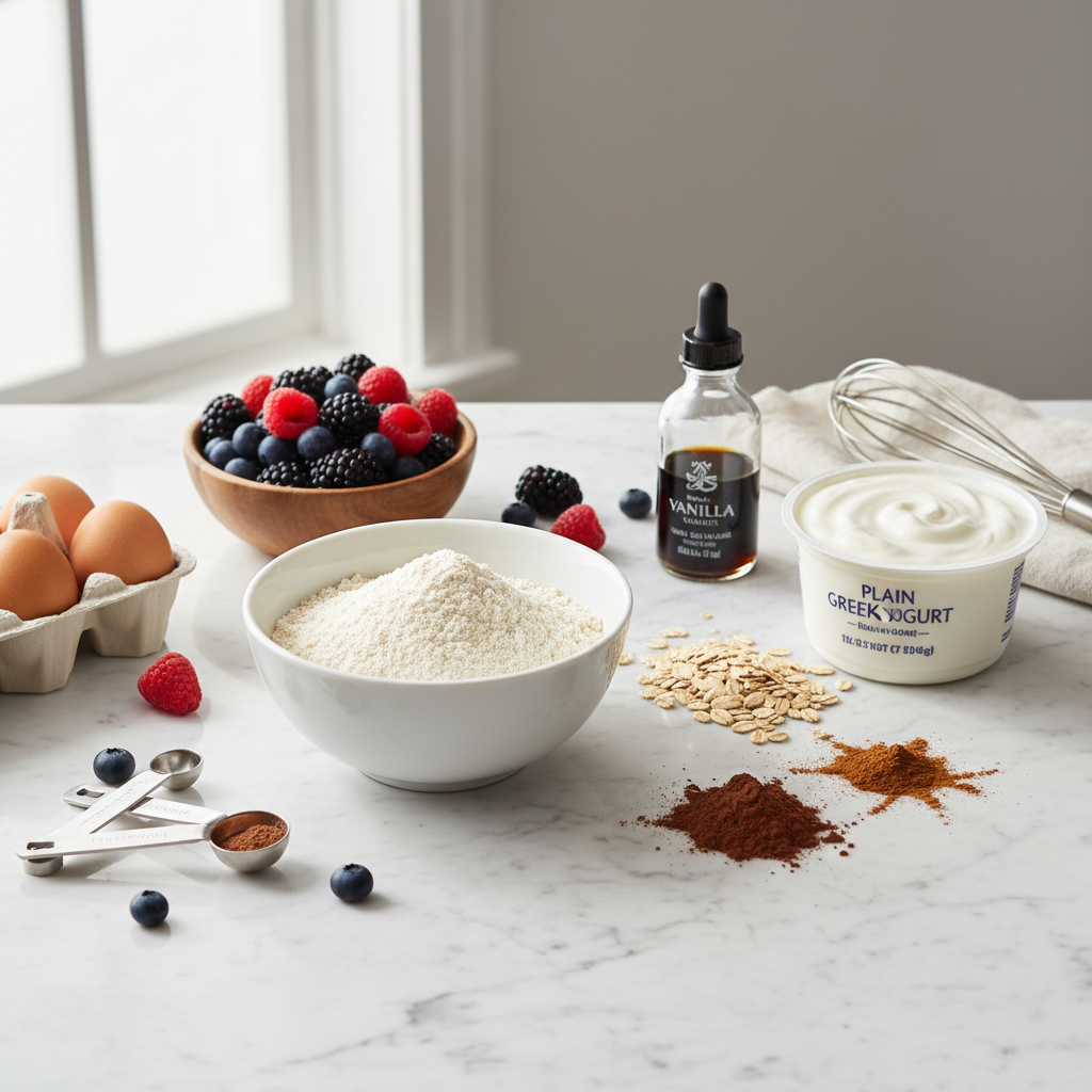 Low sugar dessert ingredients and measuring setup