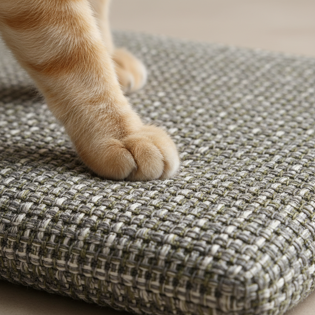 Close-up of durable anti-scratch fabric weave for cat bed mat