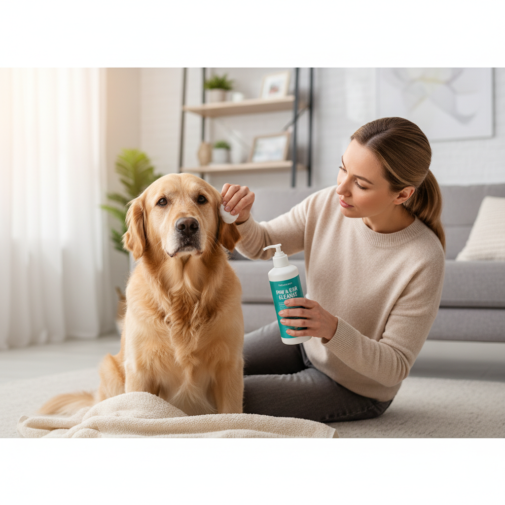 How to clean a dog ear safely with cotton and ear cleaning solution
