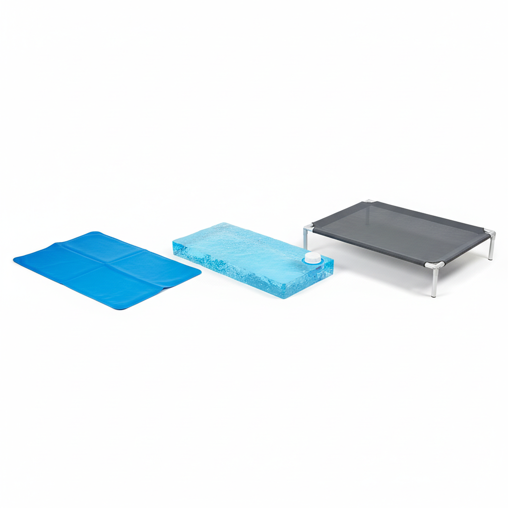 Comparison of dog cooling mat types: gel, water, and breathable mesh pad