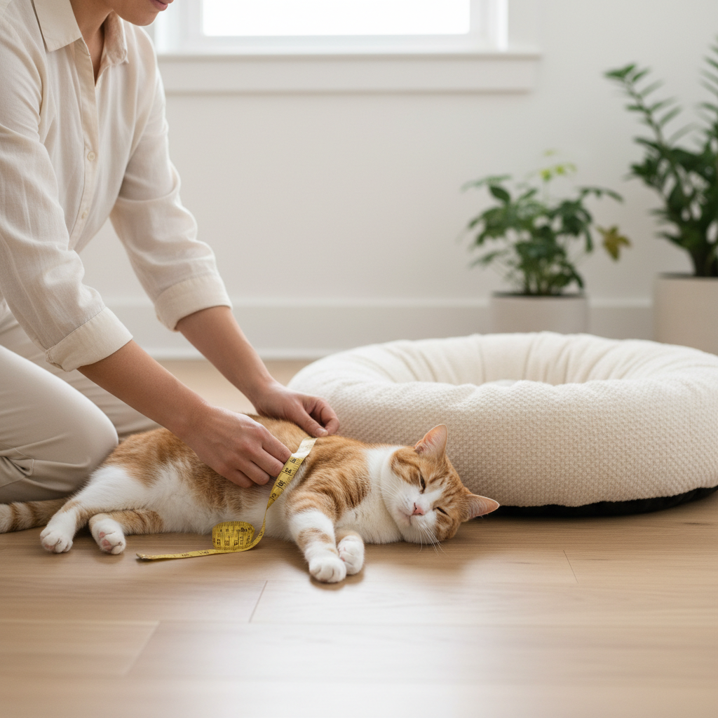 Measuring a cat for a large washable cat bed size