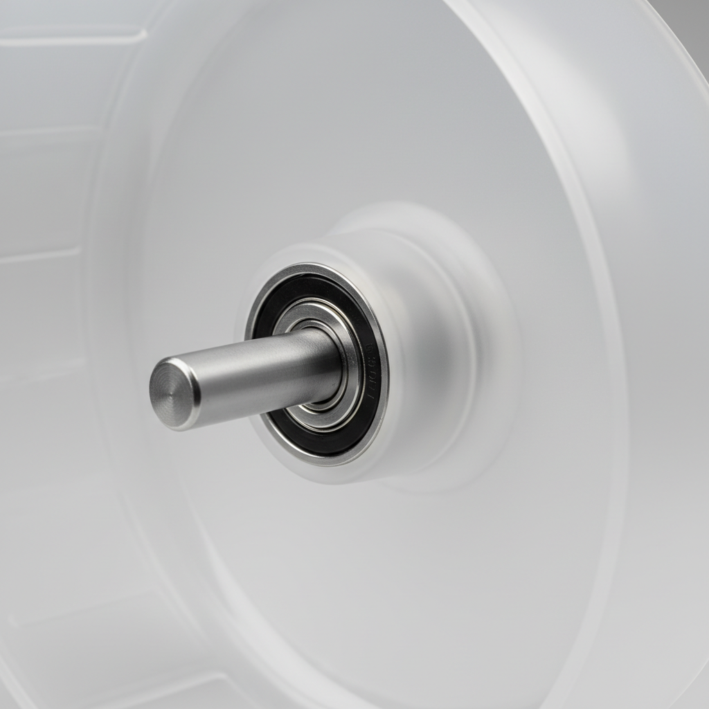 Close-up of a silent-style hedgehog wheel hub and smooth running surface