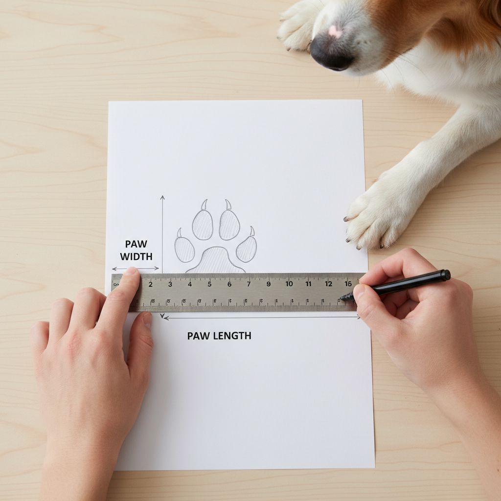 How to measure a dog paw for winter rain boots sizing