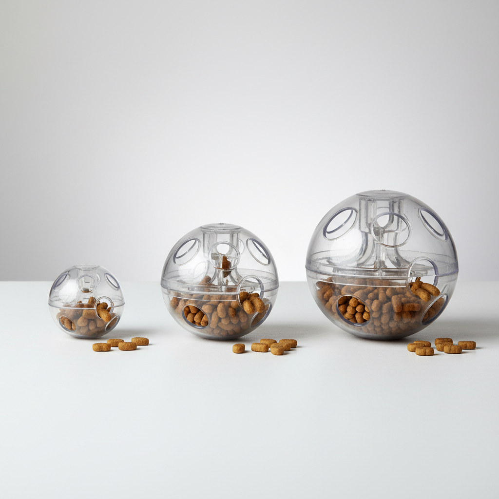 Comparing treat dispenser ball sizes and treat openings