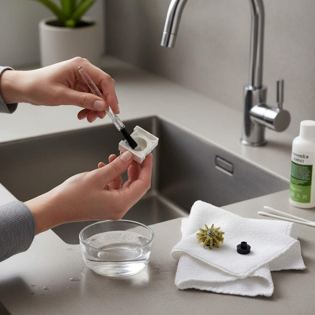 Aquarium hobbyist cleaning filter impeller to reduce rattling noise