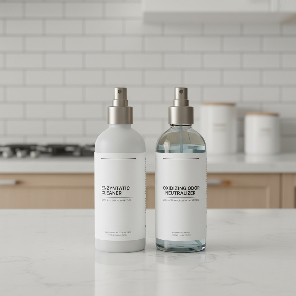 Comparison of enzymatic cleaner and oxidizing odor neutralizer for carpet and fabric