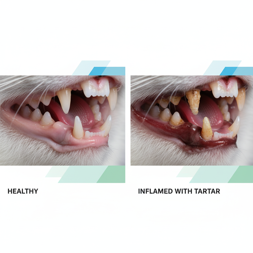 Comparison of healthy cat gums versus inflamed gums for bad breath clues
