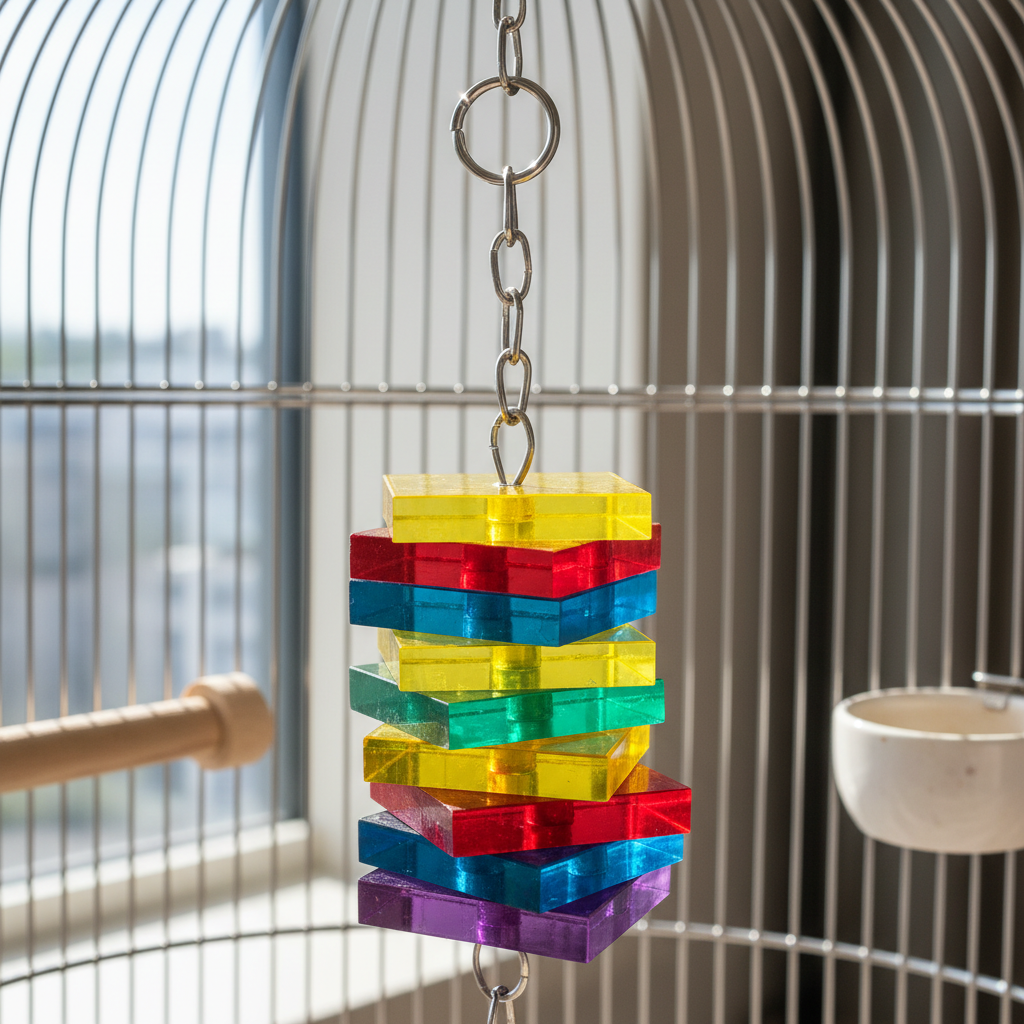 Bird Cage Toy Acrylic Colorful Safe