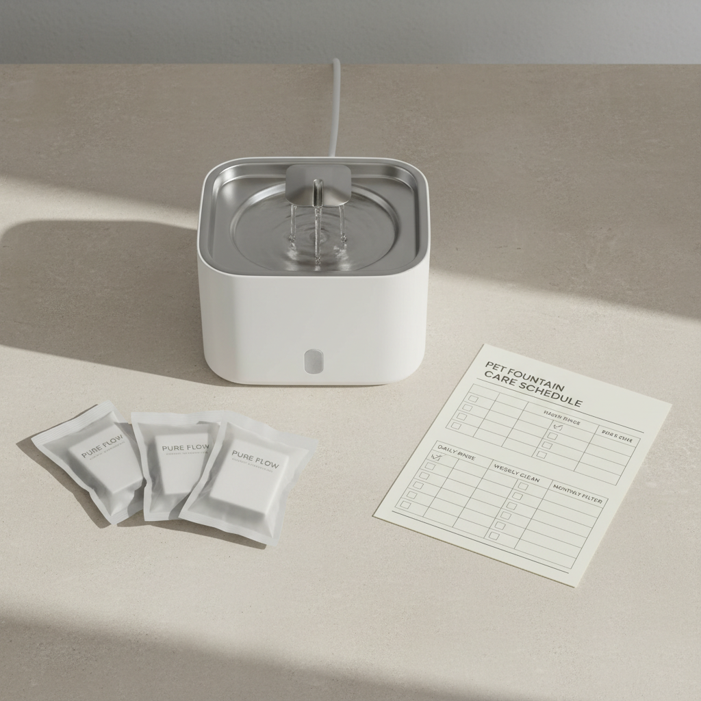 Pet fountain filter change schedule table for senior cats