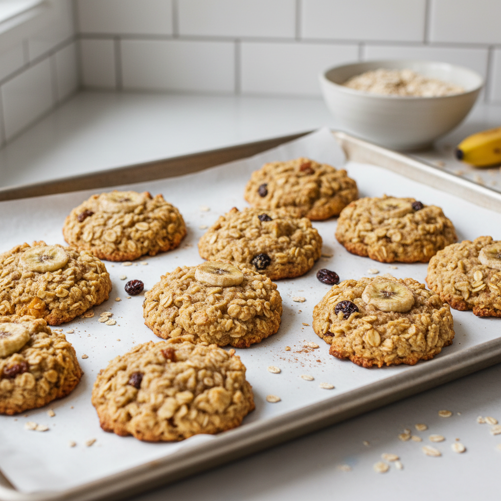 No added sugar healthy breakfast cookies on a baking tray