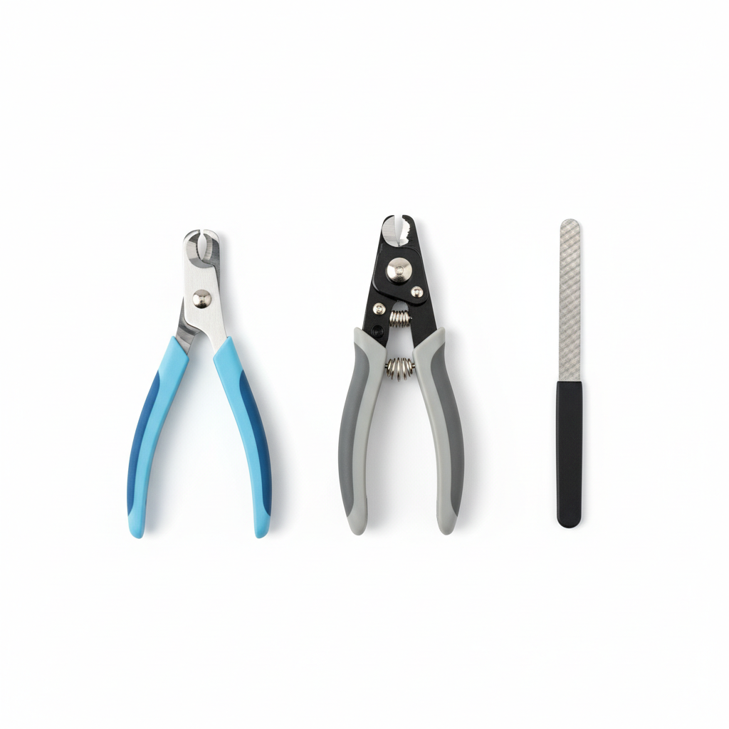 Comparison of small bird nail clippers: scissor-style, guillotine, and nail file