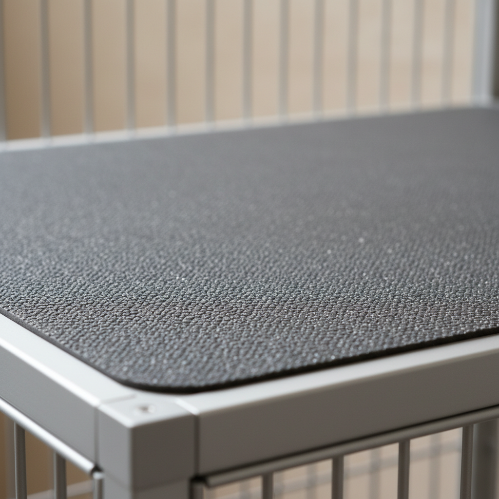 Close-up of non-slip textured surface on a ferret cage shelf platform