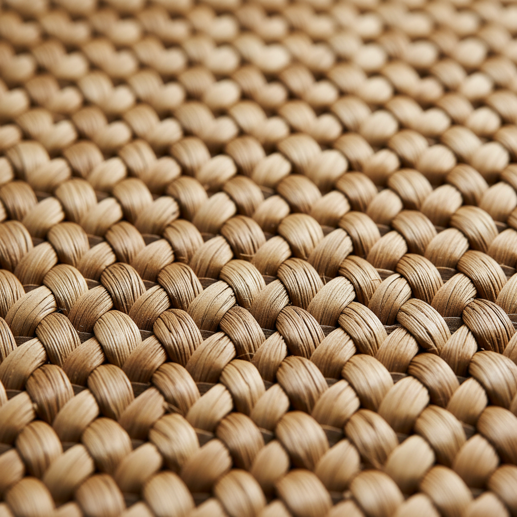 Close-up of natural woven seagrass mat texture for rabbit cage flooring
