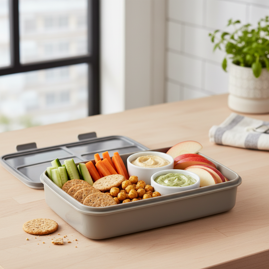 Crunchy kid-friendly snacks arranged for a lunchbox