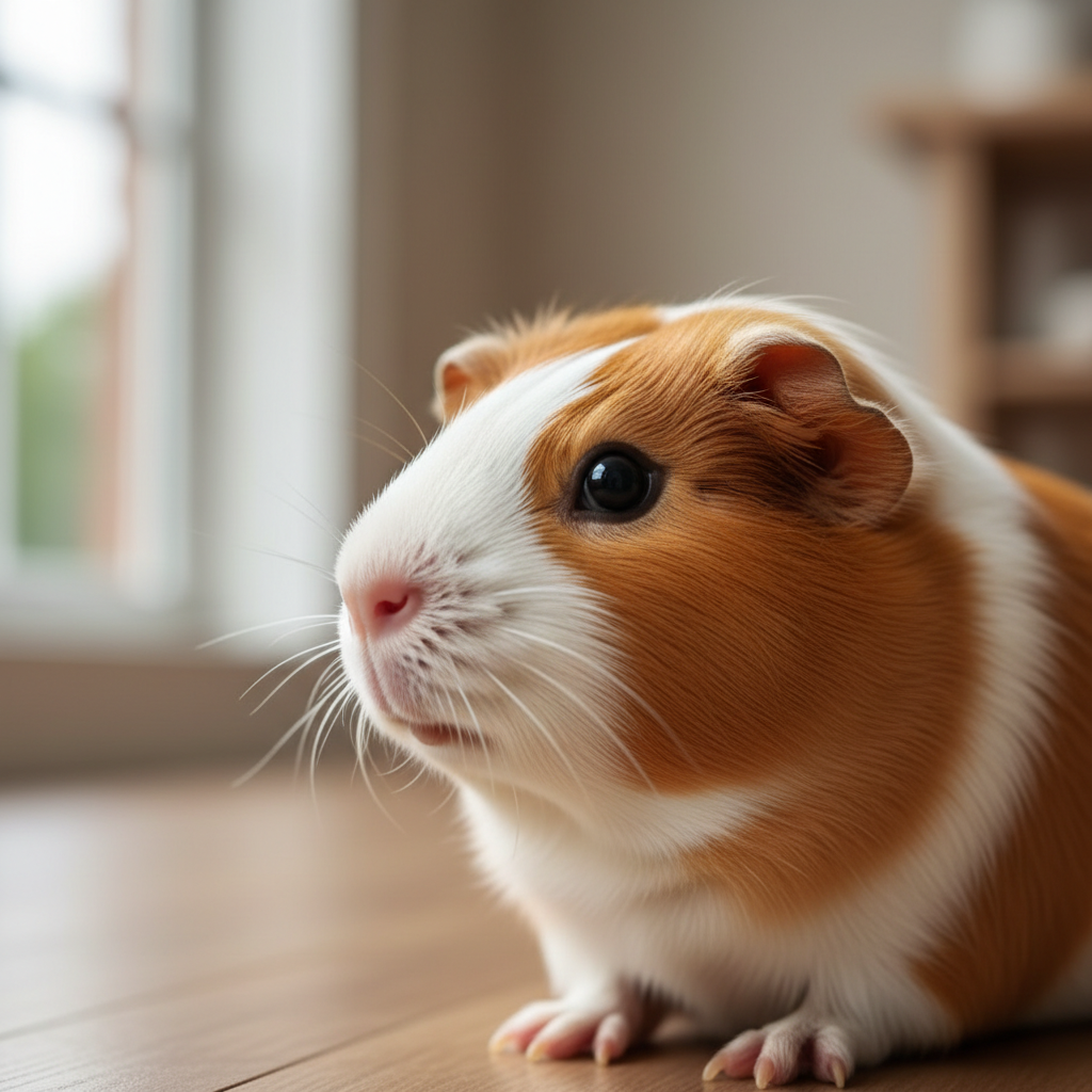 Healthy guinea pig coat close-up showing shine and smooth fur