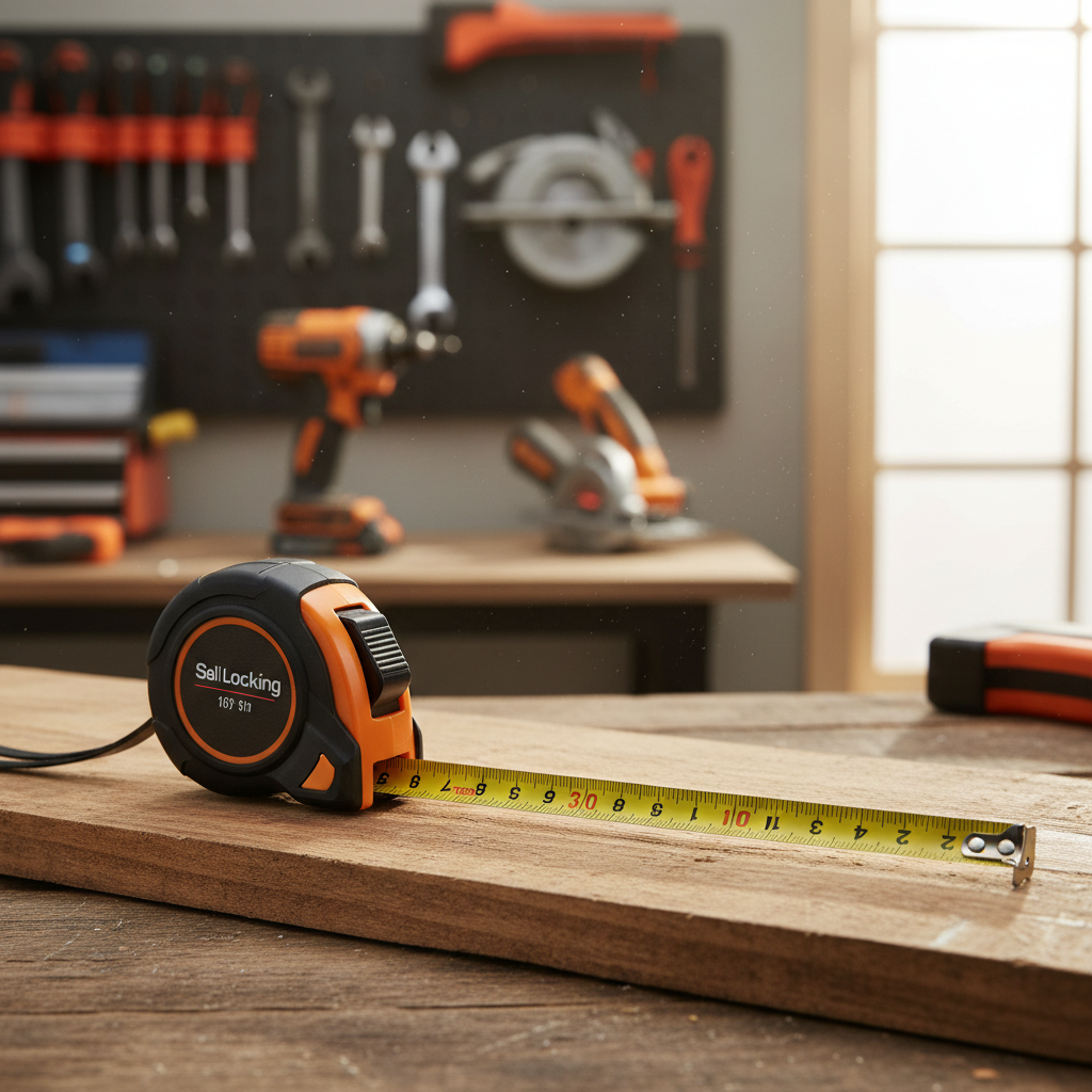 Self locking tape measure holding a blade steady for easy reading on a board