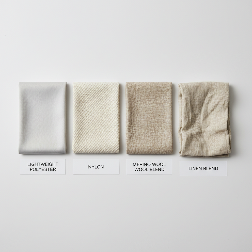 Close-up of quick-dry fabric textures for travel clothing