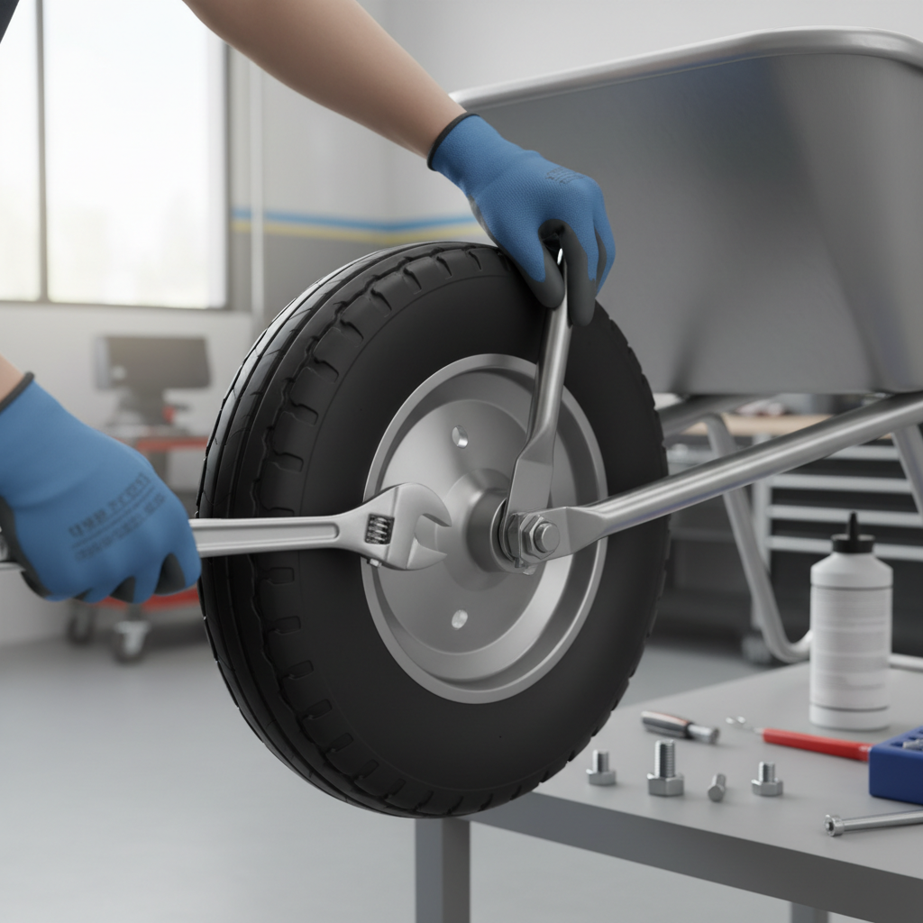 Installing an airless wheelbarrow tire on a wheelbarrow axle