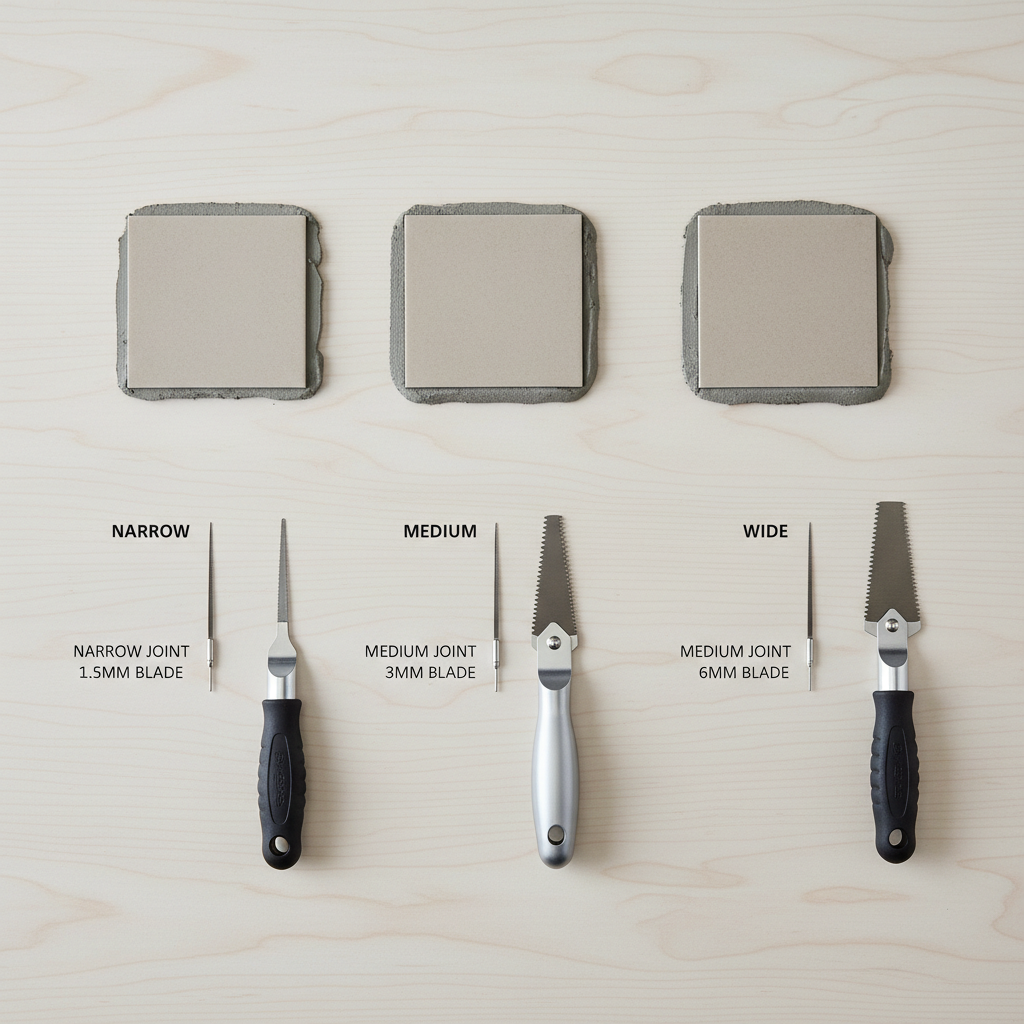 Different grout joint widths and matching grout saw blade sizes