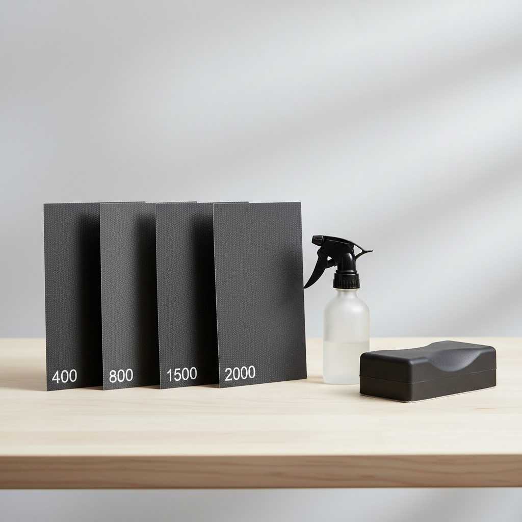 Grit sizes and waterproof sandpaper sheet selection for wet sanding
