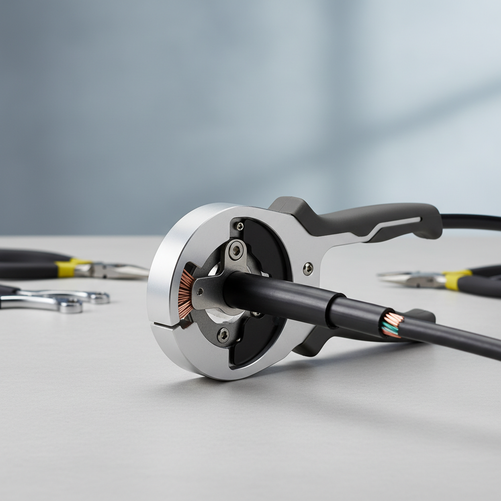 Round cable stripper tool stripping a jacket cleanly without conductor damage