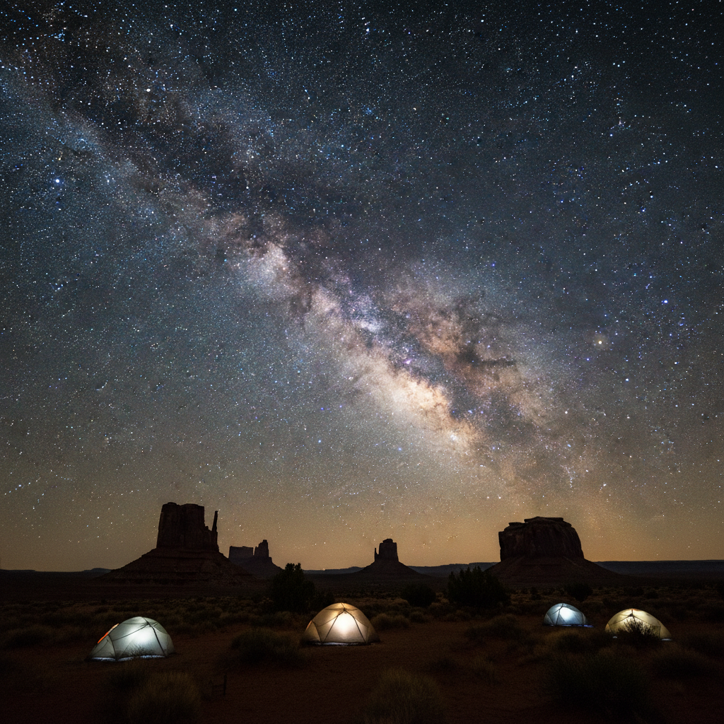 Milky Way over a dark-sky desert campground in the United States