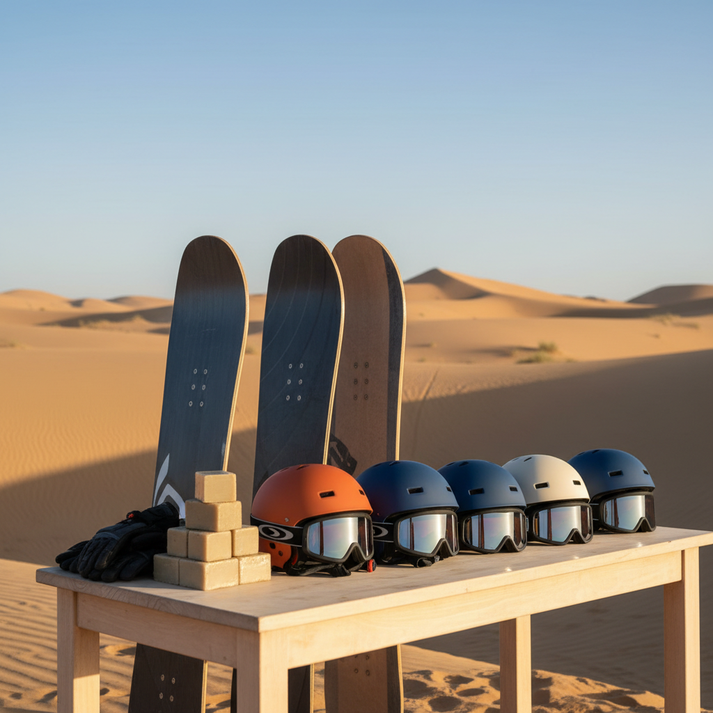 Sandboarding rental boards and wax at a dune tour operator