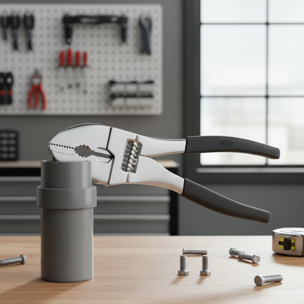 Adjustable groove gas pliers gripping a plumbing pipe fitting