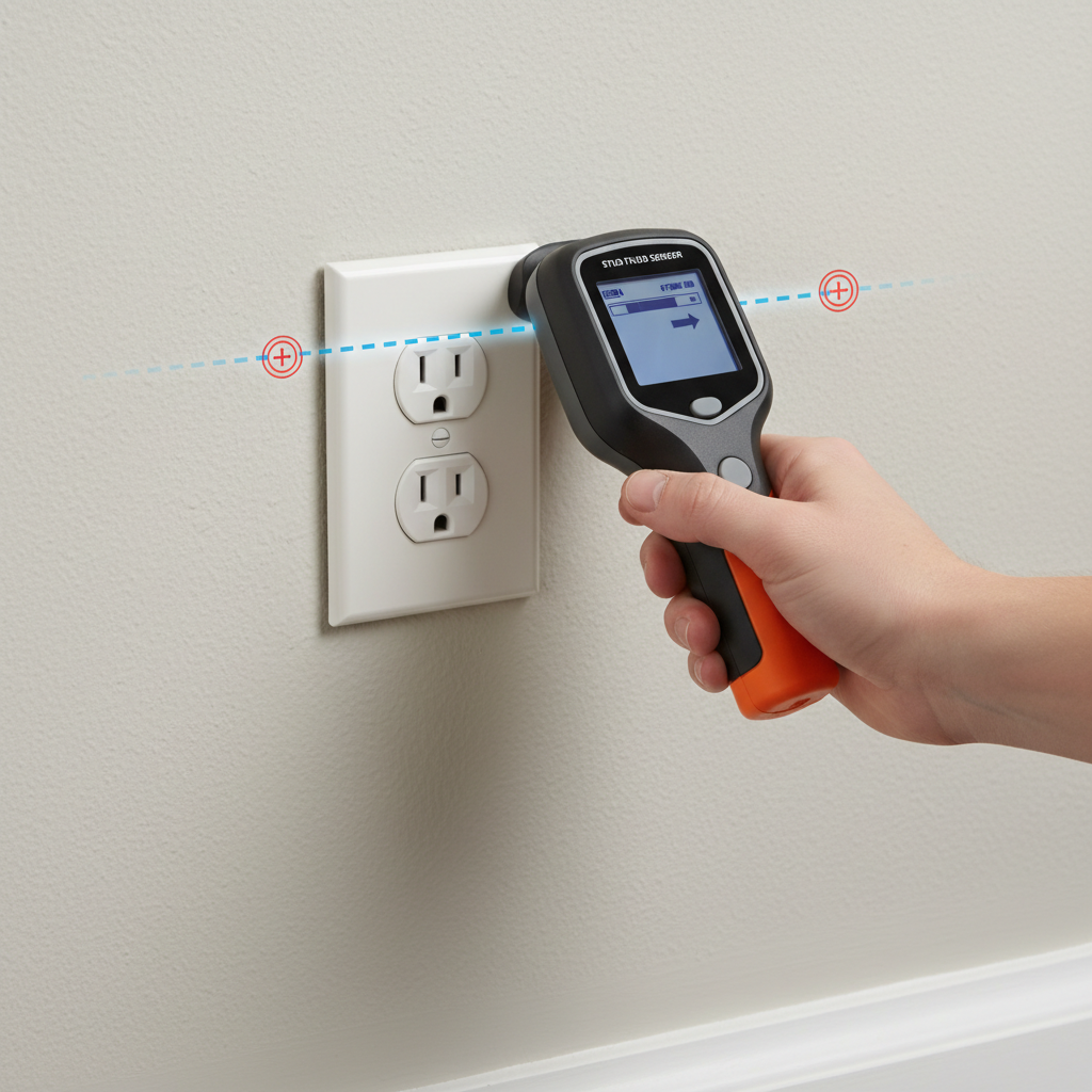 Stud finder readings near electrical boxes and metal objects behind drywall
