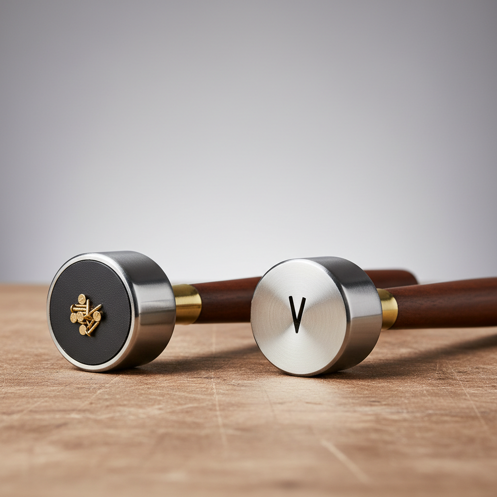 Comparison of tack hammer faces and magnet features for upholstery