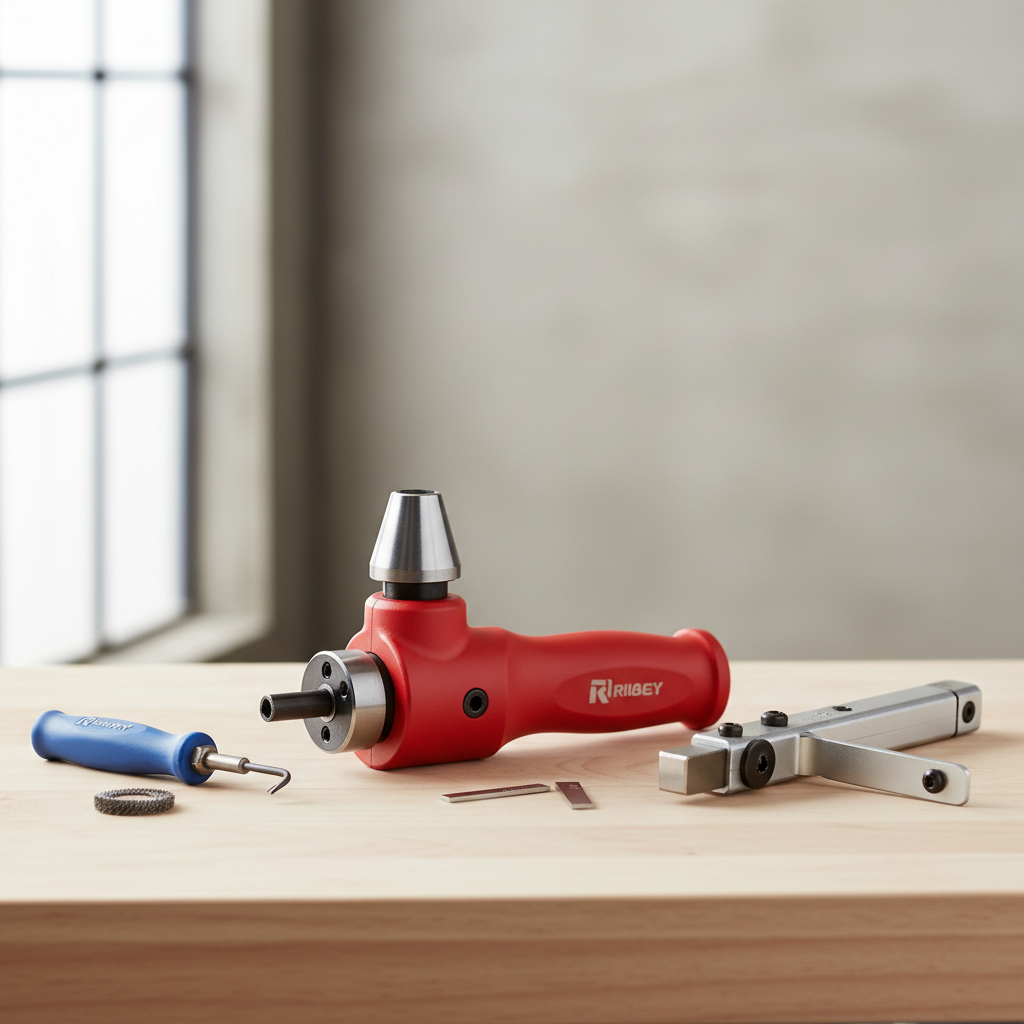Assorted pipe deburring tools and reamers laid out for plumbing work