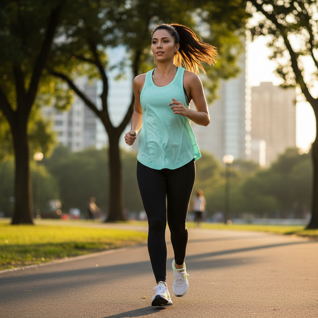 Women training in a breathable workout tank top outdoors in warm weather