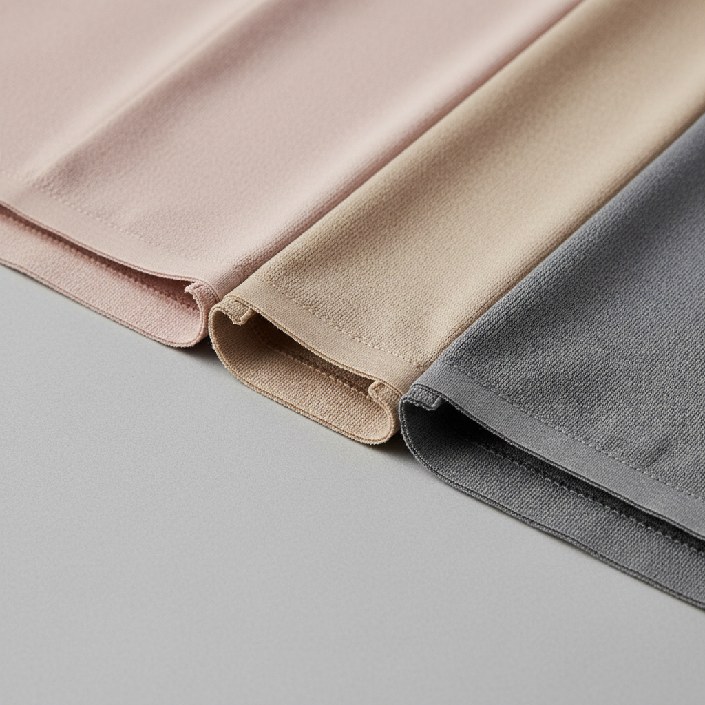 Close-up of seamless underwear fabric showing soft microfiber texture and bonded edge