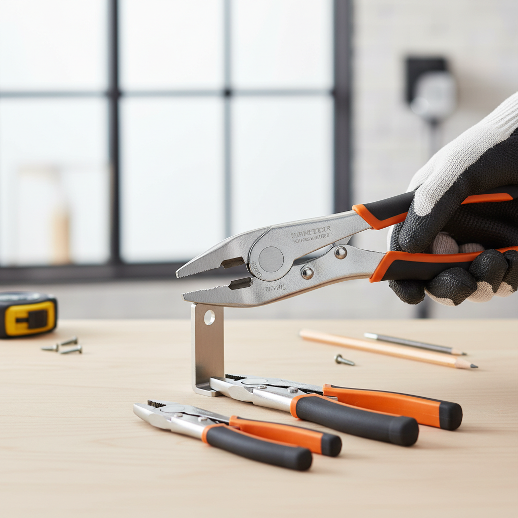 Quick release plier set used one-handed on a workbench