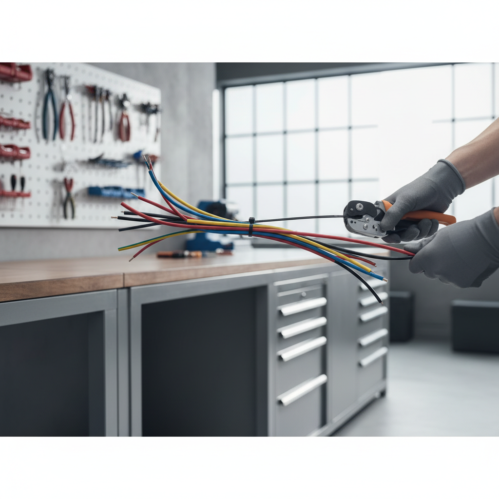 Nylon heavy duty cable ties bundling wires in a workshop