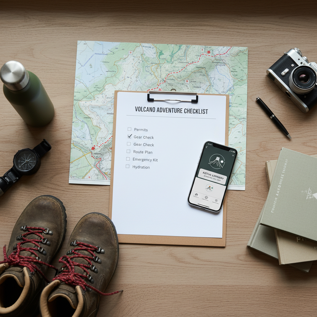 Travel planning checklist for volcano trip safety and permits