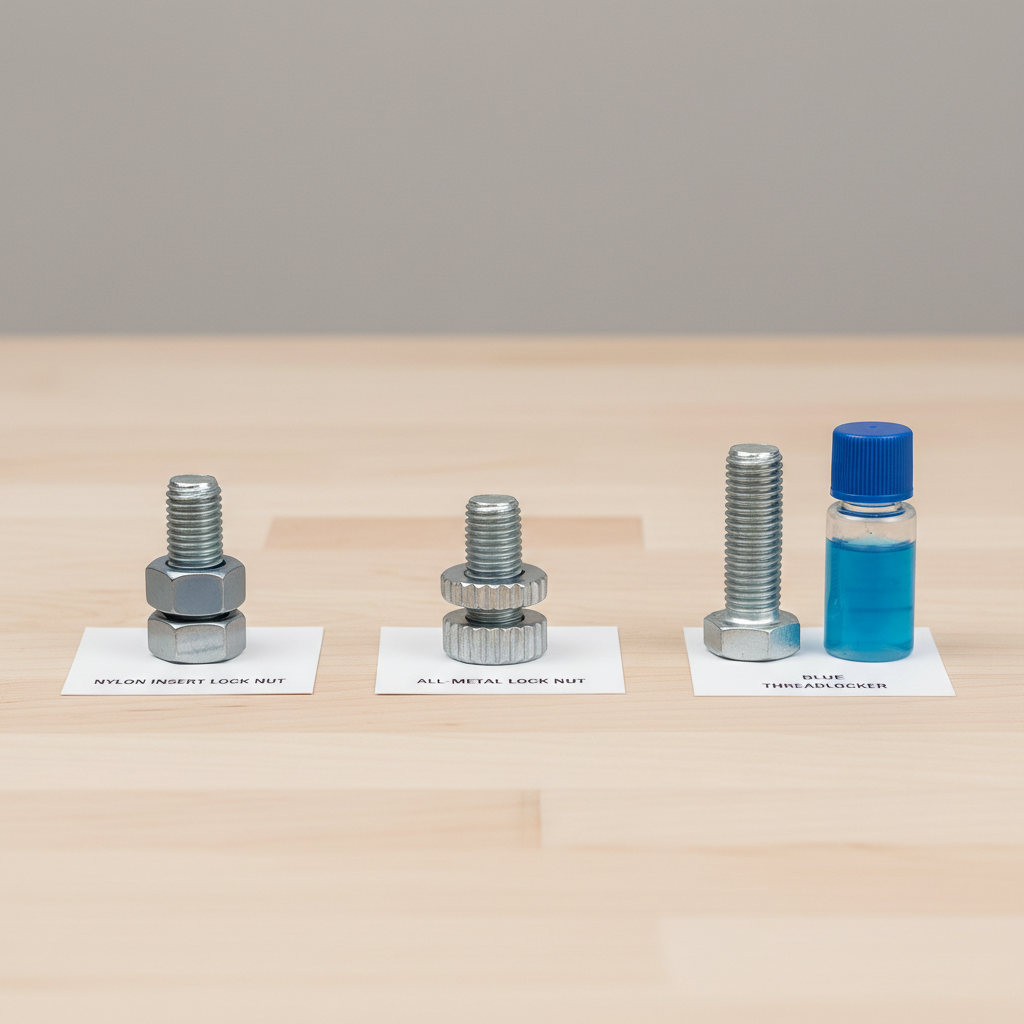 Comparing nylon lock nuts, all-metal lock nuts, and threadlocker for vibration resistance