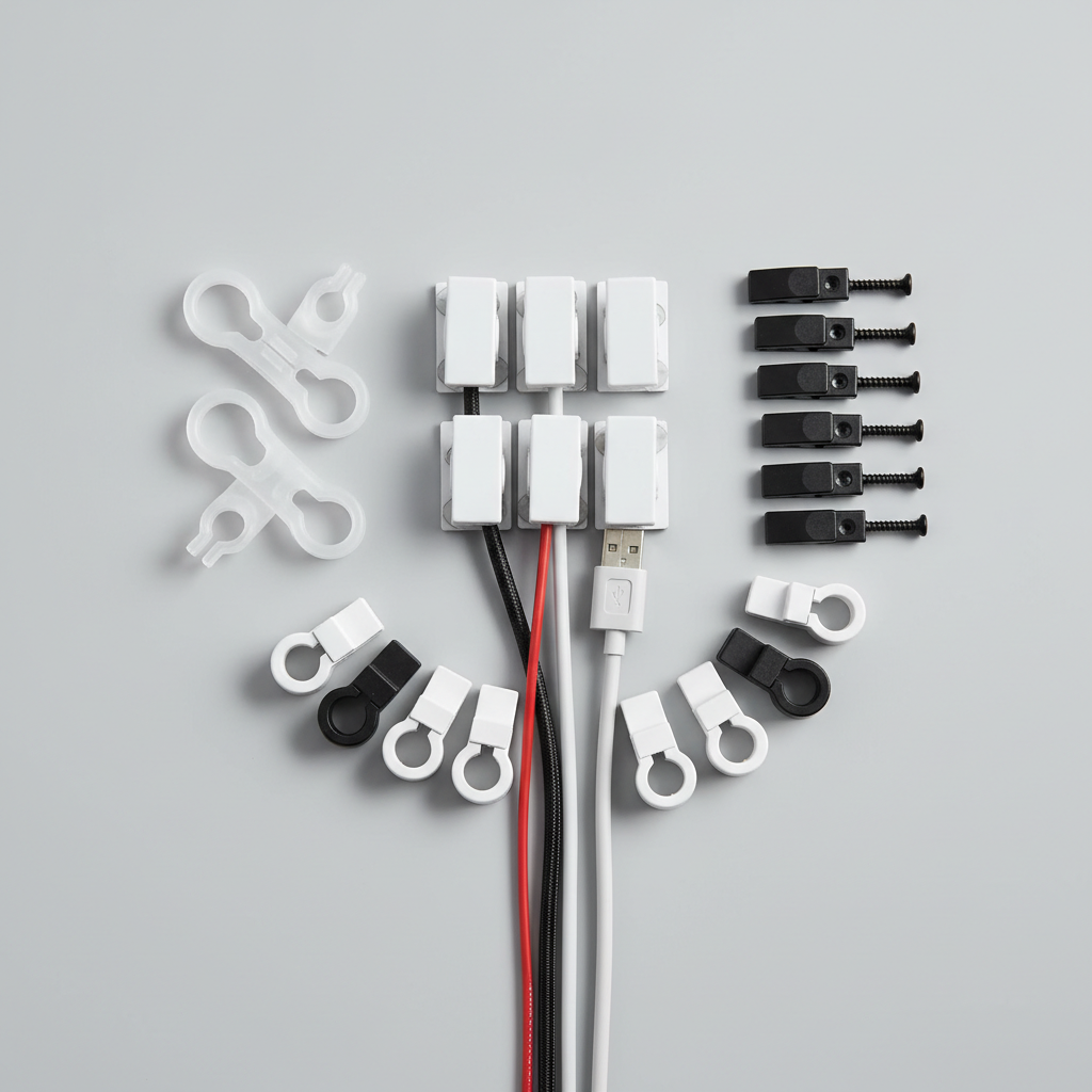 Different types of cable clamps for home and office cable management