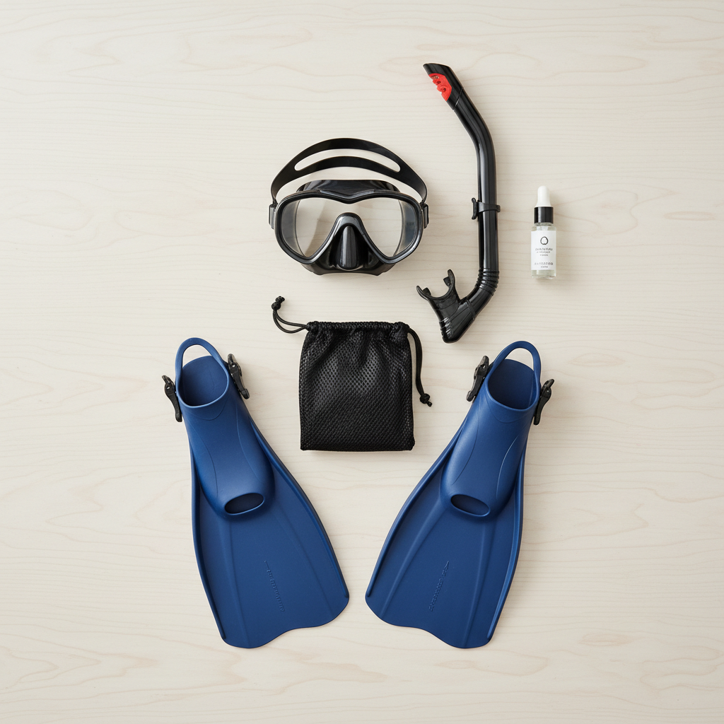 Snorkel mask travel set comparison with mask snorkel fins and mesh bag